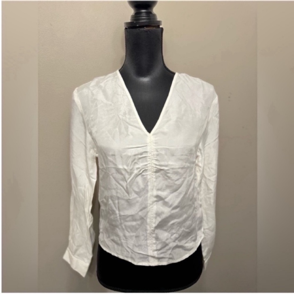 NWT Madewell Women’s White V-Neck Long Sleeve Blouse 00